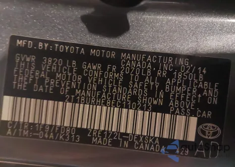 2014 Toyota Corolla S Plus z USA, uszkodzony, nr VIN 2T1BURHE8EC110213